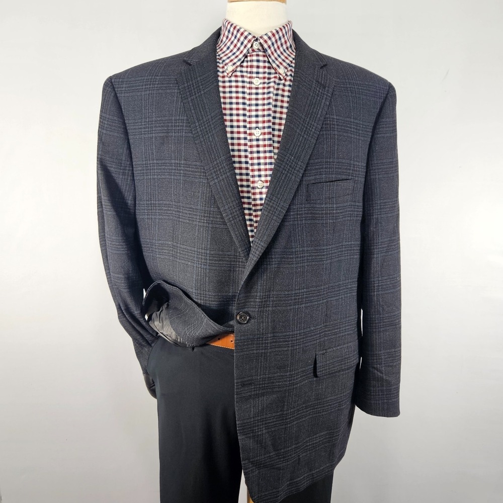 Lauren Ralph Lauren Men's Sport Coat Blazer Two Button Charcoal Navy Plaid 50R